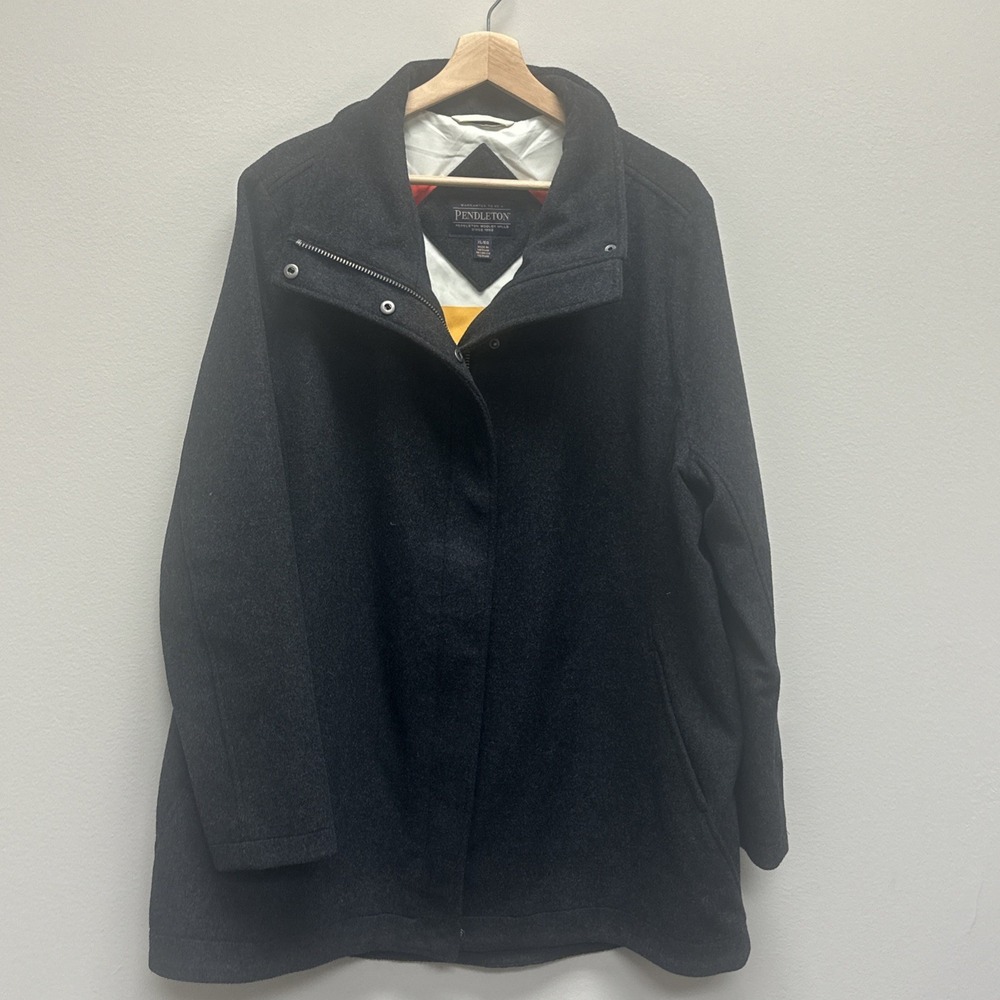 Pendleton Wool Striped Interior Toggle Coat Women… - image 1